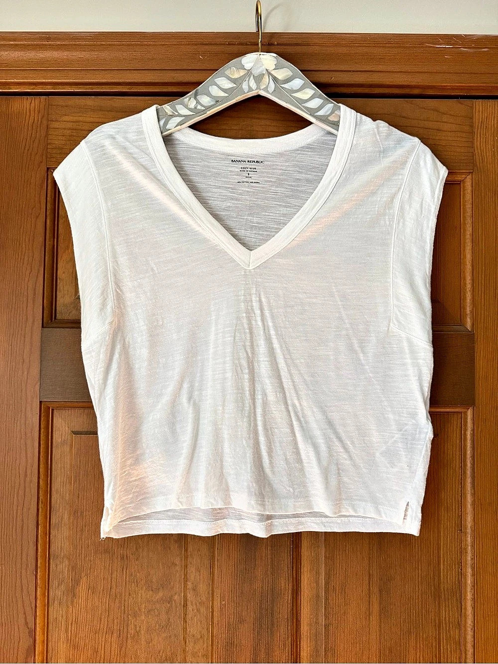 Banana Republic Cozy Slub V-Neck Tee White Tank
